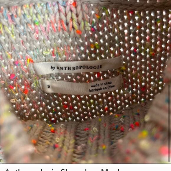 Anthropologie sleeveless tan sweat with rainbow speckles- brea mock neck sweater - Picture 5 of 6